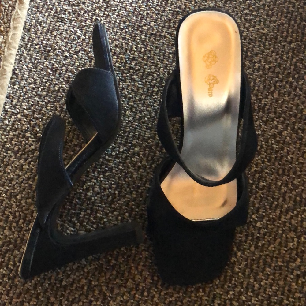 Black slip on heels